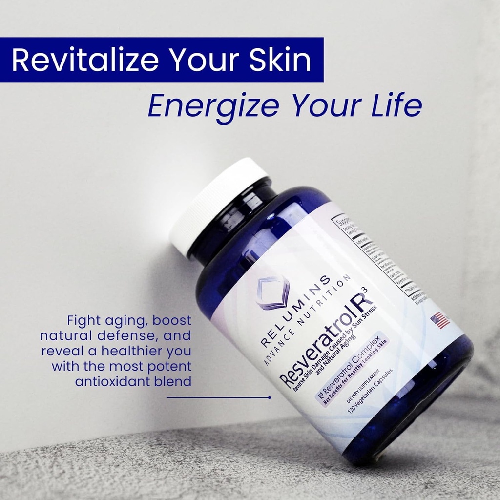 Relumins Resveratrol 600mg Supplement – High-Potency Antioxidant with Grape Seed & Red Wine Extract – Supports Skin, Heart Health & Immune System – 120 Vegan Capsules 6