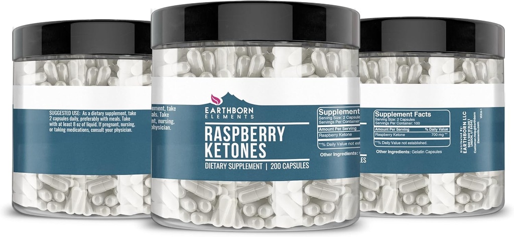 Earthborn Elements Raspberry Ketones 200 Capsules, Pure & Undiluted, No Additives 5