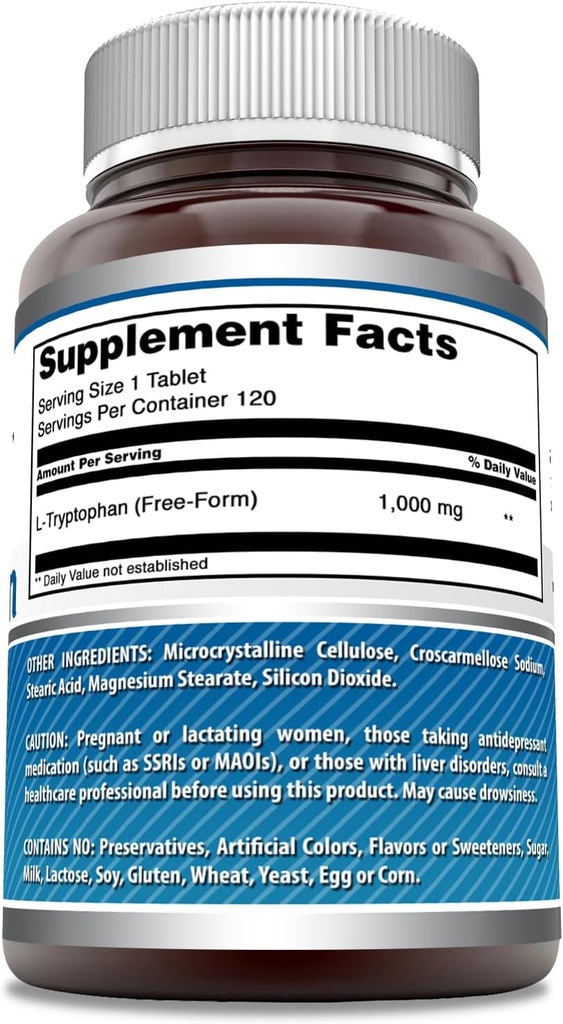 Amazing Formulas L-Tryptophan 1000mg Tablets Supplement | Non-GMO | Gluten Free | Made in USA (120 Count) 3