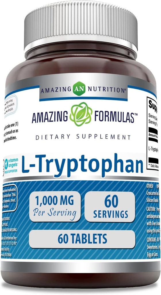 Amazing Formulas L-Tryptophan 1000mg Tablets Supplement | Non-GMO | Gluten Free | Made in USA (120 Count) 5