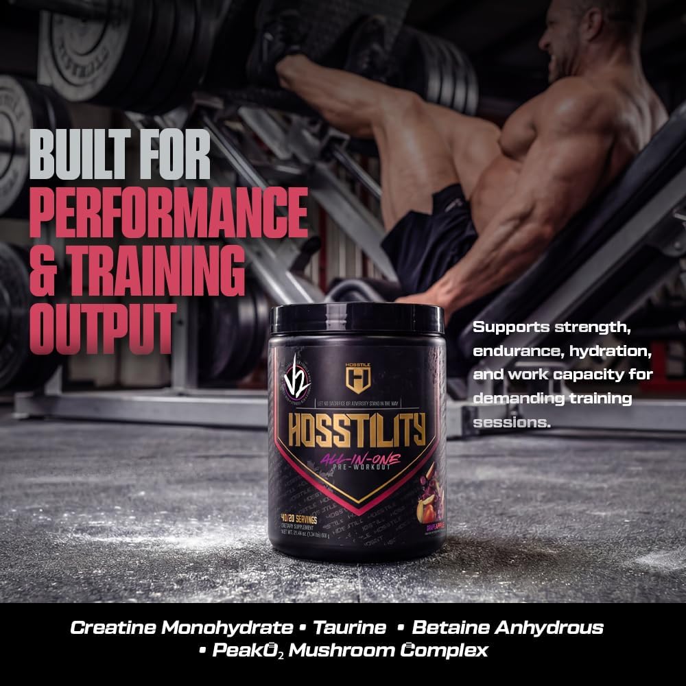 HOSSTILE Hosstility V2 Pre Workout, All-in-One Pre Workout Powder for Men and Women, Enhance Muscle Pump, Increase Energy, Boost Strength, Sharpen Focus, Grape Apple, 40 Servings 6