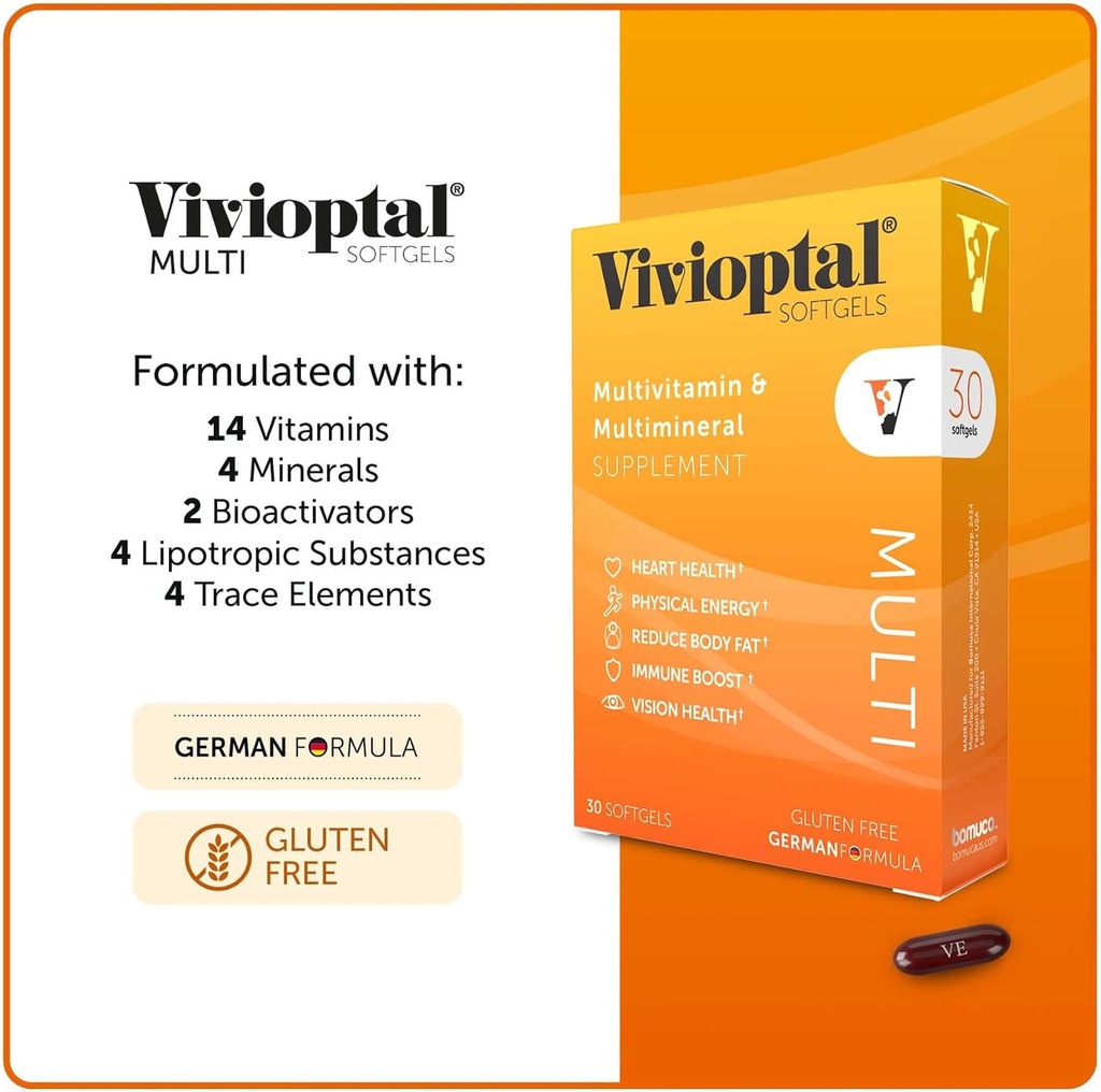 Vivioptal Multi, 30 Softgels, Multivitamin & Multimineral, Gluten Free, German Formula 6
