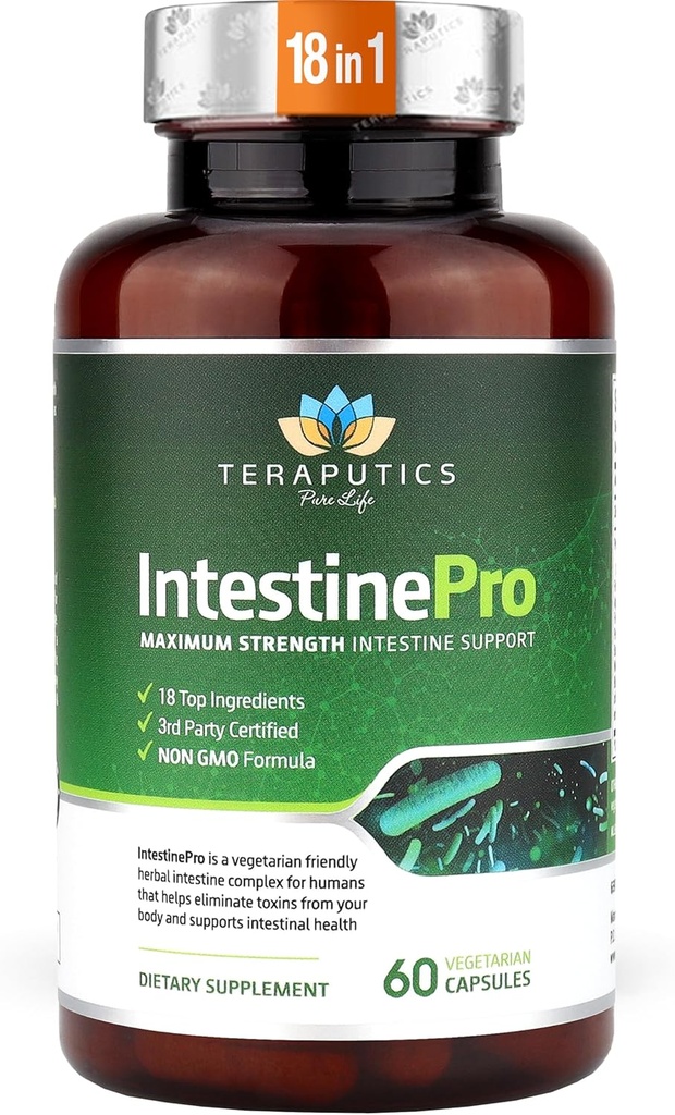 IntestinePro - Gut Health Supplement with Non-GMO Wormwood, Black Walnut, Clove, Pumpkin Seed + 14 More Premium Ingredients - Natural Support for Humans - 60 Vegetarian Capsules 2
