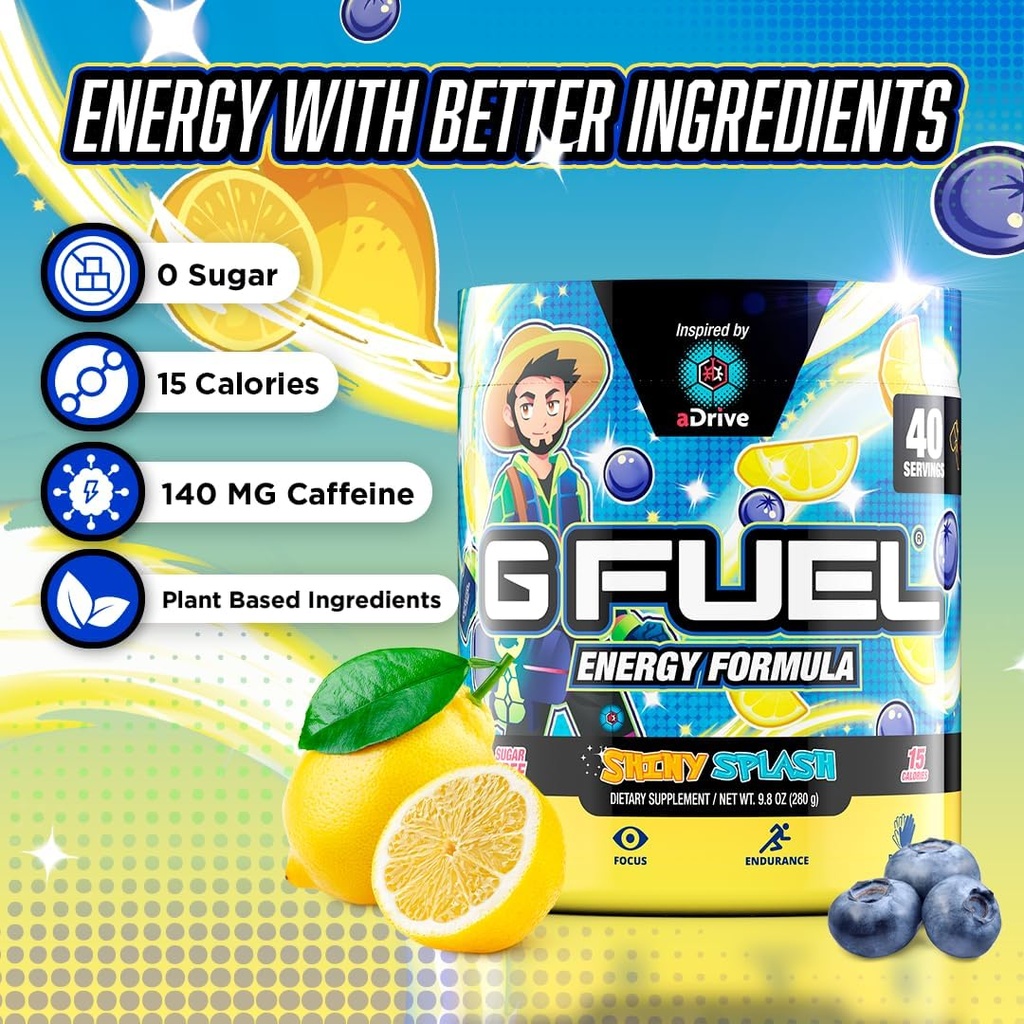 G Fuel PewDiePie Energy Drink Powder, Pre Workout Caffeine Mix for Gaming, Sugar Free Focus Amino, Vitamin + Antioxidants, 9.9oz (Lingonberry, 40 Servings) 3