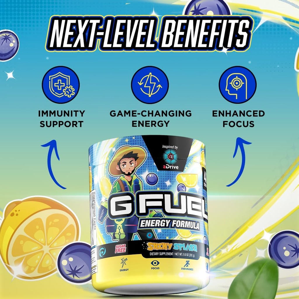 G Fuel PewDiePie Energy Drink Powder, Pre Workout Caffeine Mix for Gaming, Sugar Free Focus Amino, Vitamin + Antioxidants, 9.9oz (Lingonberry, 40 Servings) 4