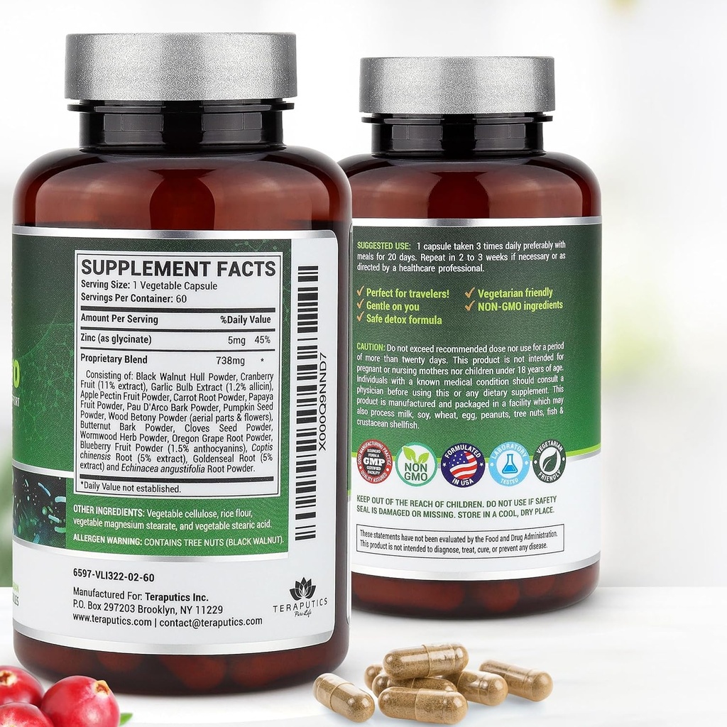 IntestinePro - Gut Health Supplement with Non-GMO Wormwood, Black Walnut, Clove, Pumpkin Seed + 14 More Premium Ingredients - Natural Support for Humans - 60 Vegetarian Capsules 4