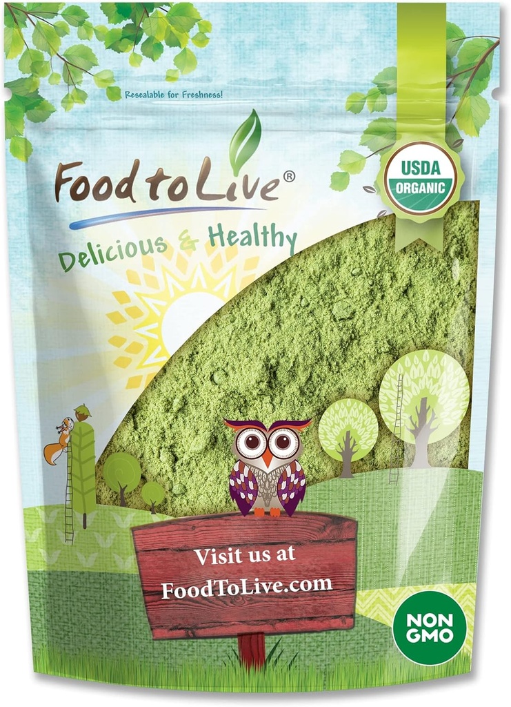 Food to Live Organic SuperGrass Powder Blend – Mixed Alfalfa, Barley Grass, and Wheatgrass Powders. Non-GMO, Pure Superfood, Vegan, Kosher, Bulk. Mixes Well. Perfect for Smoothies, and Shakes 2