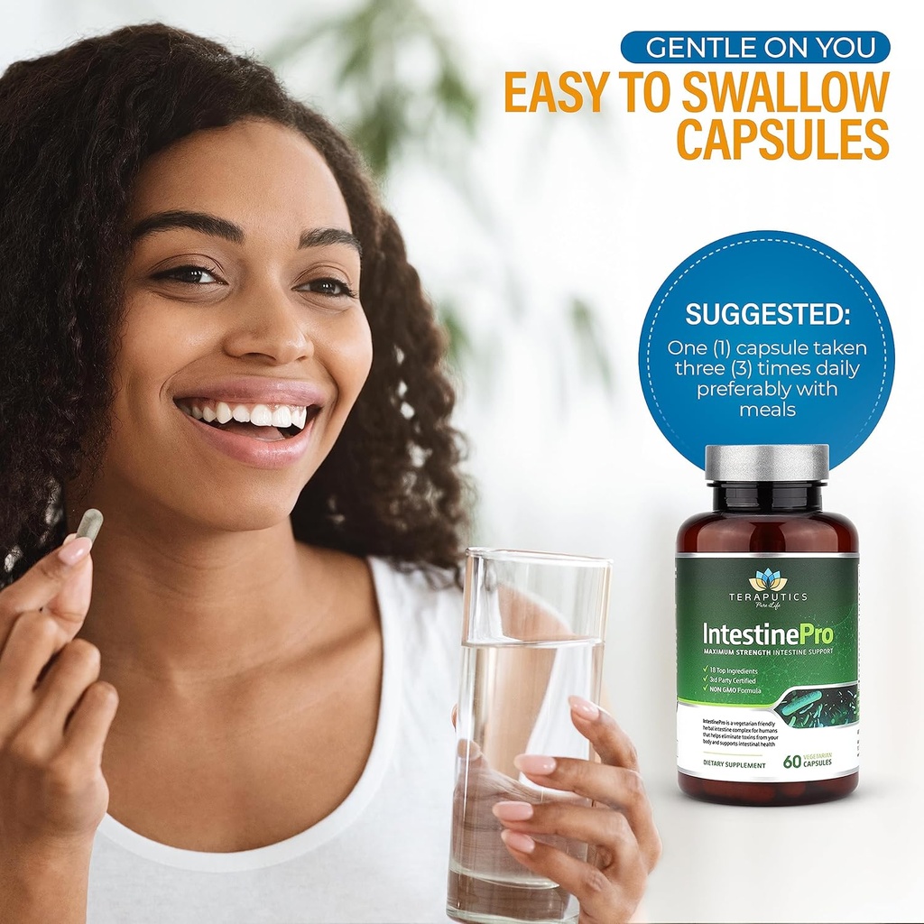 IntestinePro - Gut Health Supplement with Non-GMO Wormwood, Black Walnut, Clove, Pumpkin Seed + 14 More Premium Ingredients - Natural Support for Humans - 60 Vegetarian Capsules 6