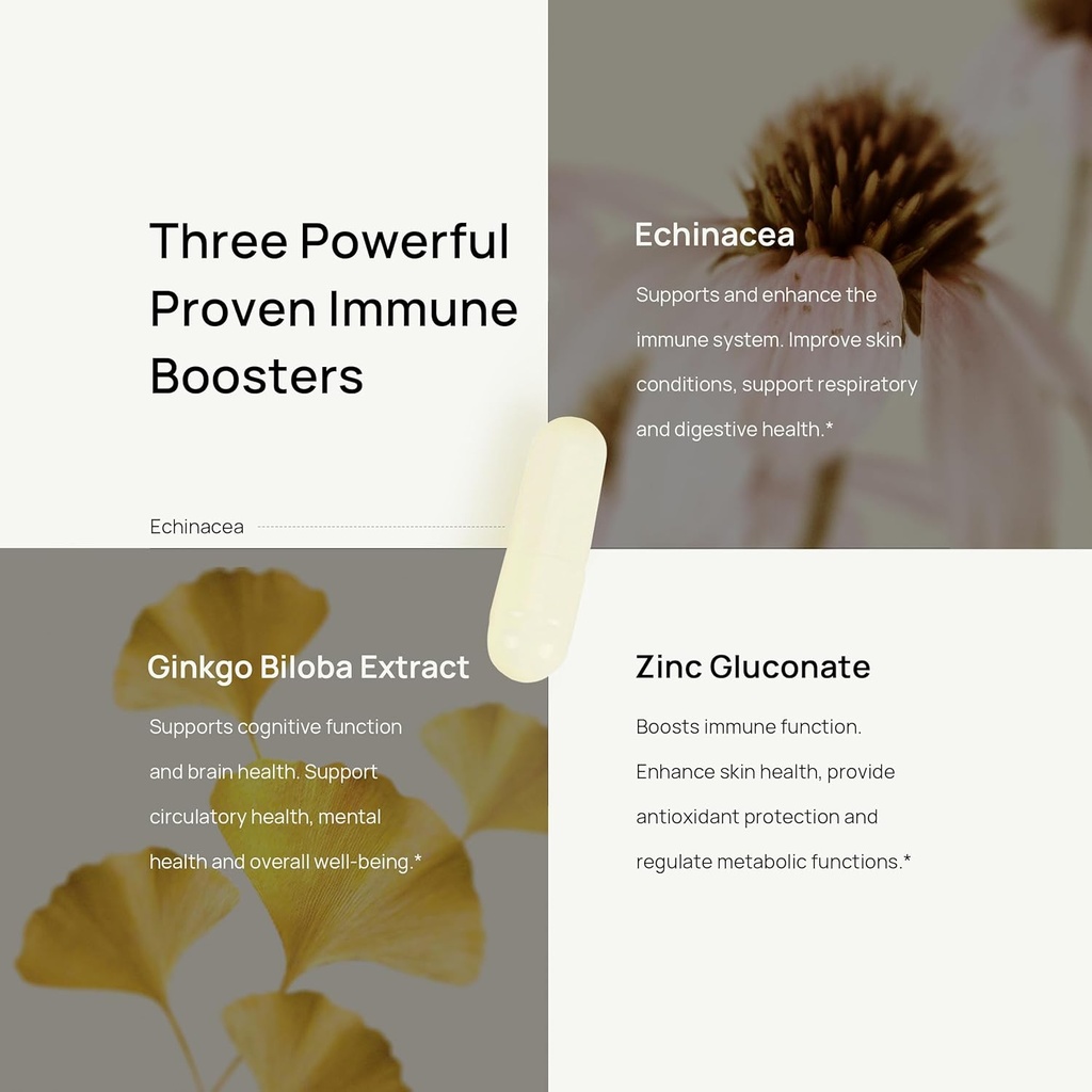 Selerb Immune Support with Echinacea and Zinc- 30 Capsules, GMO Free 4