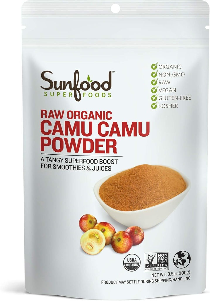 Sunfood Superfoods Raw Organic Camu Camu Powder - Camu Camu Powder Organic, Camu Camu Berry Vitamin C Powder for Juice and Smoothies, USDA Organic, Non GMO - 3.5 oz Bag 2