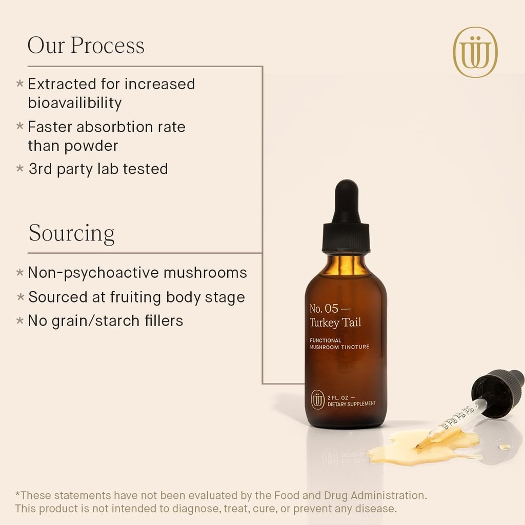 Turkey Tail Mushroom Extract - Double Extracted Fruitbody Mushroom Tincture | Immunity Booster, Manages Inflammation, Soothes Aches, Healthy Digestive Function, Antioxidants (60 Servings) 5