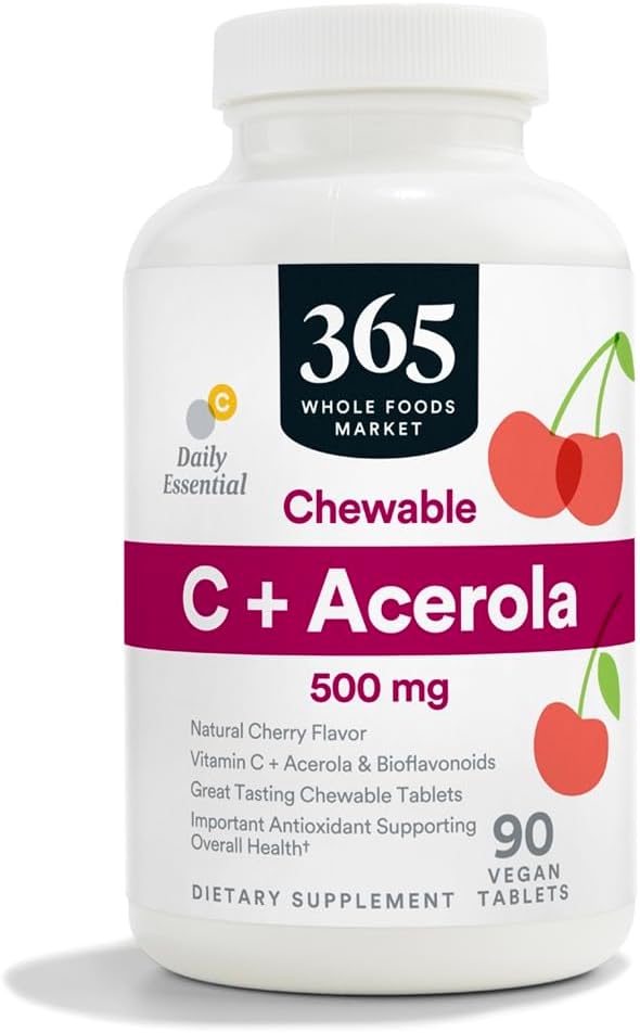 365 by Whole Foods Market, Vitamin C Plus Acerola C 500Mg, 90 Tablets (Pack of 2) 2