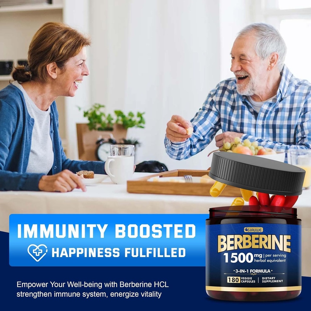 Berberine Supplement - Berberine Weight Loss, High-Potency Berberine 1500MG of Berberine HCL, Plus Citrus Bergamot - for Metabolic, Digestive, and Immune Support - Vegan, Non-GMO, 180 Capsules 6