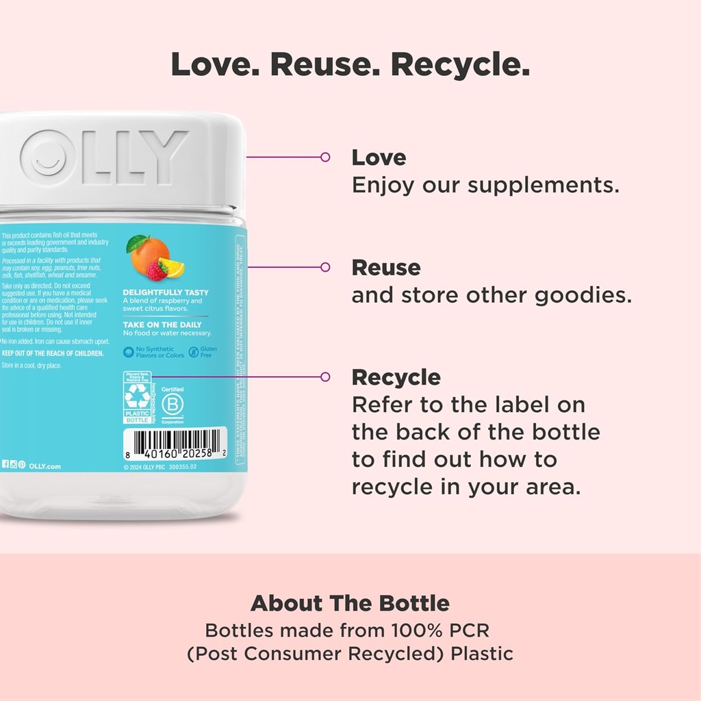 OLLY Essential Prenatal Gummy Multivitamin, Folic Acid, Vitamin D, Omega 3 DHA, Supports Healthy Growth and Brain Development, Citrus Berry - 84 Count 6