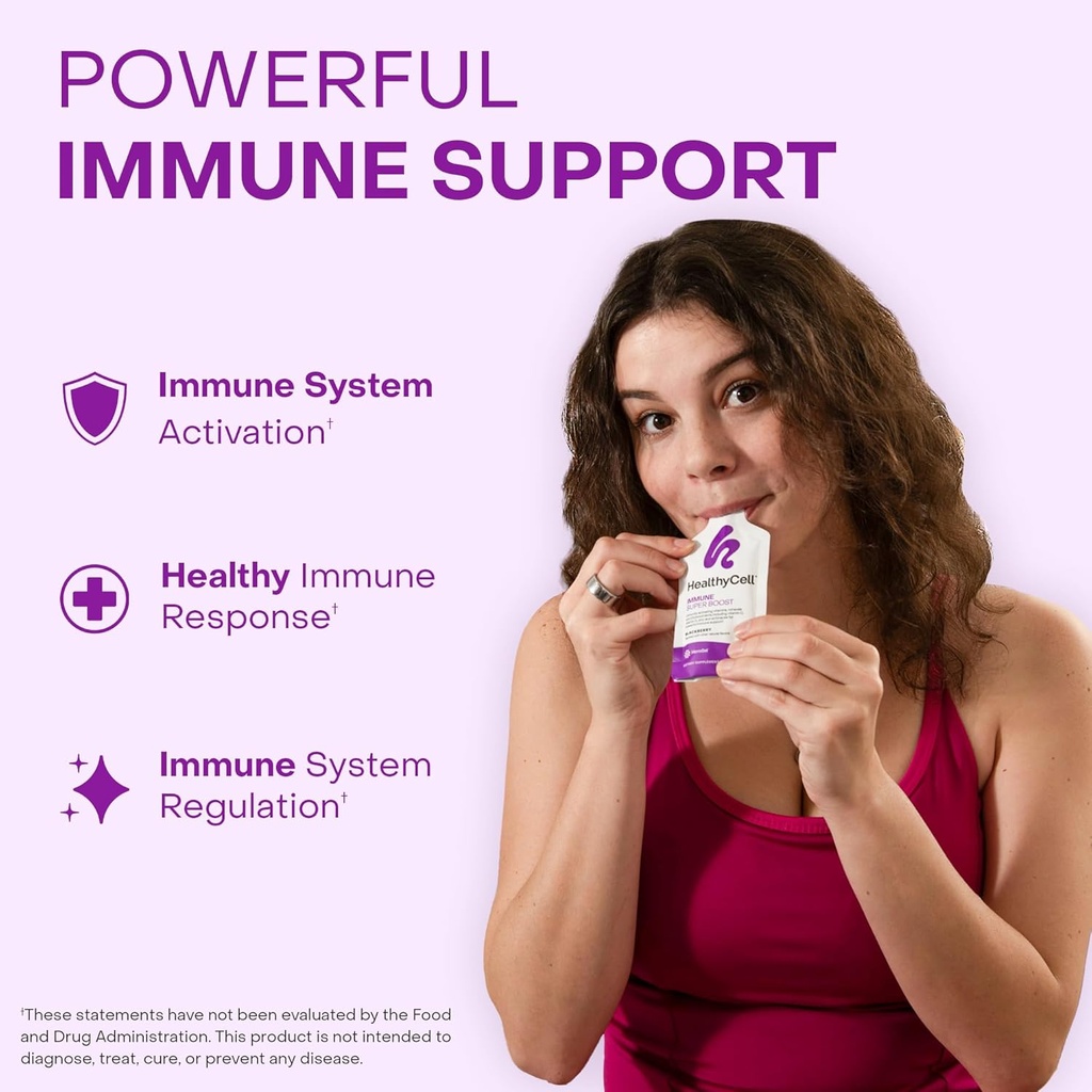 Healthycell Immune Super Boost Daily Liquid Supplement - Immune Support Supplement for Adults with Echinacea, Elderberry, Vitamin C, Vitamin D, Calcium & Zinc - 30 Gel Packs 3