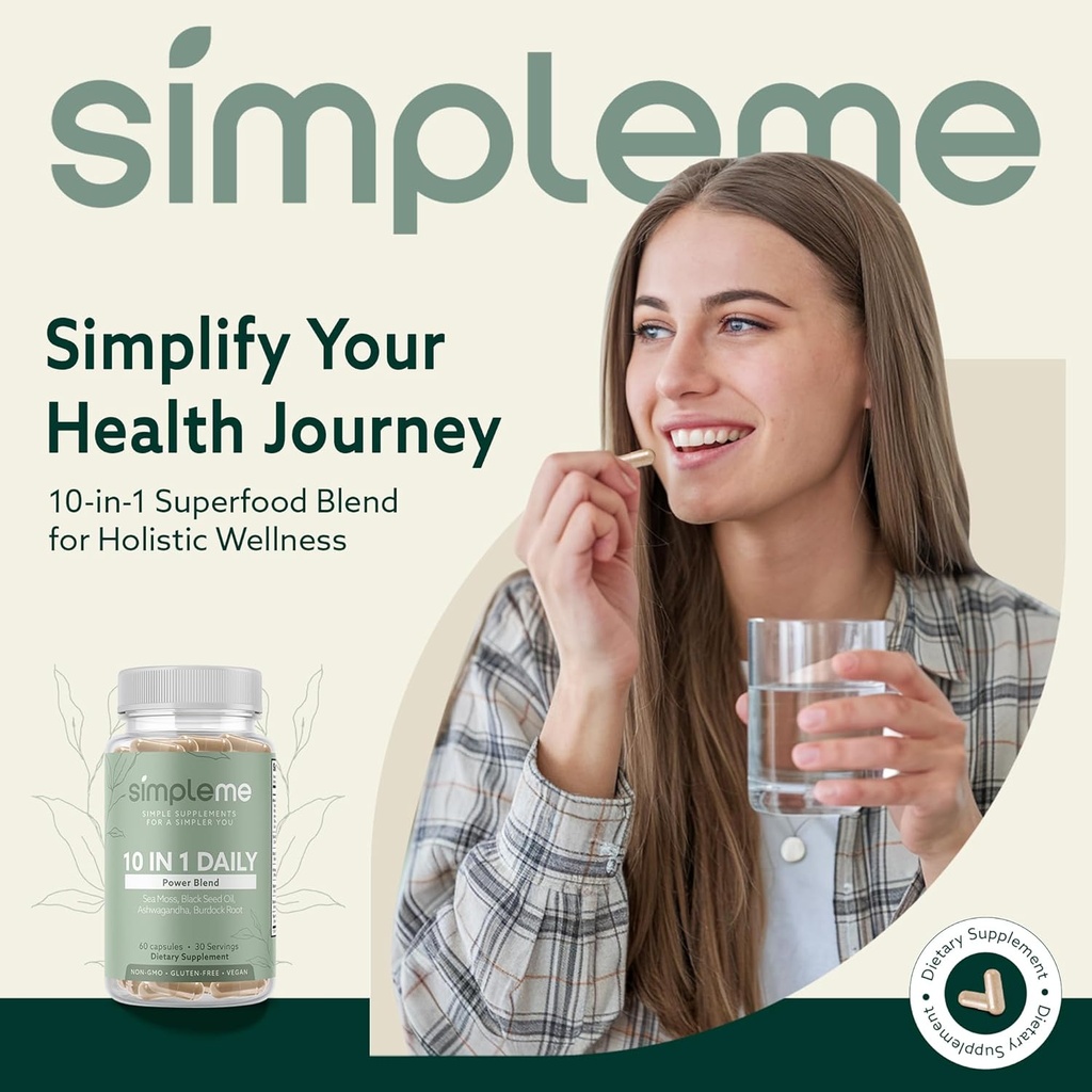 Burdock Root Organic and Bladderwrack 10 in 1 Immunity Booster Power Blend with Irish Sea Moss, Ashwagandha and Black Seed Supplement for Men and Women, Seamoss Pills Herbal, Vegan - 60 Capsules 3