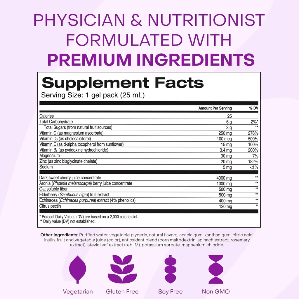 Healthycell Immune Super Boost Daily Liquid Supplement - Immune Support Supplement for Adults with Echinacea, Elderberry, Vitamin C, Vitamin D, Calcium & Zinc - 30 Gel Packs 6