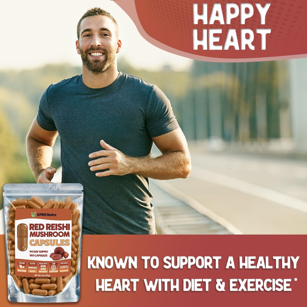 Reishi Mushroom Capsules - 180 Count Red Reishi Mushroom Capsules - 3 Month Supply Real Mushrooms Reishi Supplement Pills for Cognitive and Immune Boost - Mushroom Reishi Hongo Reishi Organico 5