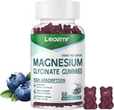 Magnesium Glycinate Gummies 1000mg - Sugar Free Magnesium Potassium Supplement with Vitamin D, B6, CoQ10 for Calm Mood & Sleep Support - 60 Blueberry Gummies 2