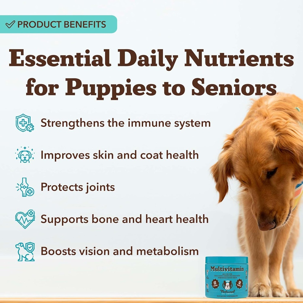 Natural Dog Company 25-in-1 Multivitamin Chews for Dogs – Daily Soft Dog Vitamins with Antioxidants, Zinc & Folic Acid – Supports Joints, Skin & Coat, Immune & Heart Health – All Ages, All Breeds 3