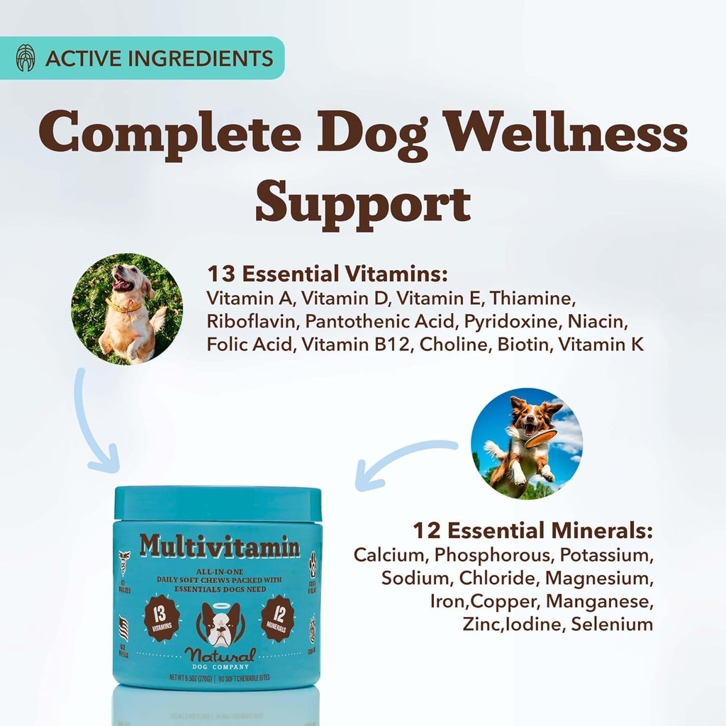 Natural Dog Company 25-in-1 Multivitamin Chews for Dogs – Daily Soft Dog Vitamins with Antioxidants, Zinc & Folic Acid – Supports Joints, Skin & Coat, Immune & Heart Health – All Ages, All Breeds 4