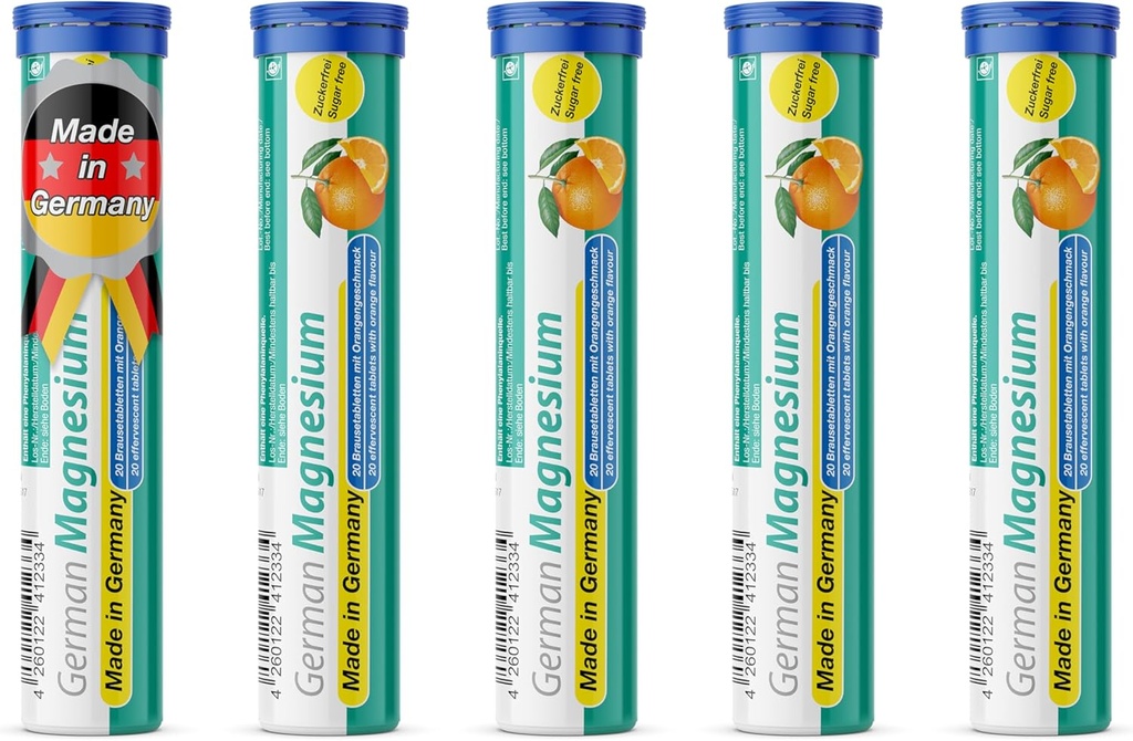 German Magnesium Oxide Supplement | Effervescent Tablets | Orange Flavor – 200 mg Magnesium per Serving | Sugar Free, Vegan – T&D Pharma – Made in Germany 2