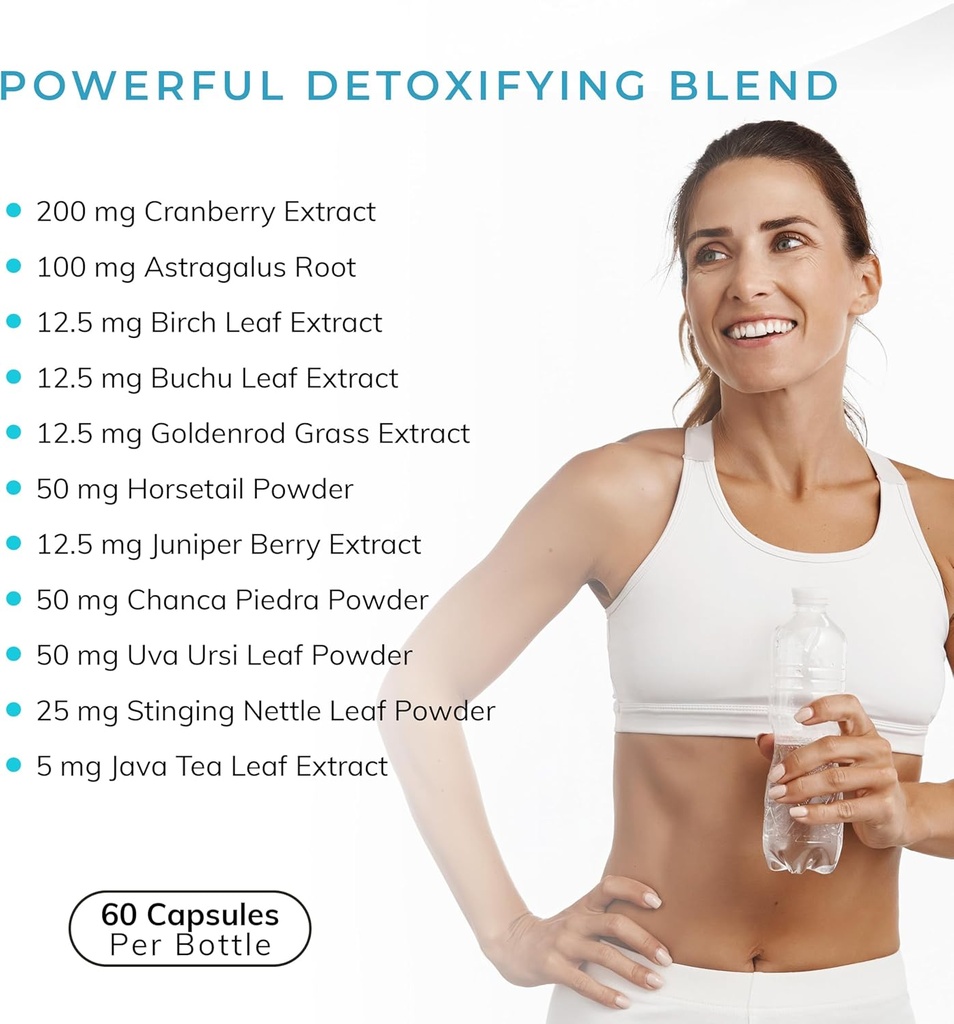 Kidney Support Supplement - 60 Capsules - 200 mg Cranberry Extract with Astragalus Root, Uva Ursi Leaf Powder, & Chanca Piedra Powder for Kidney Detox Cleanse & Overall Urinary Wellness 5