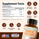 Turmeric Curcumin Supplement with Black Pepper Extract - High Potency Organic Turmeric 1400mg & 95% Curcuminoids for Joint & Digestive Health - Joint Support Supplement - 60 Vegan Curcuma Capsules 4