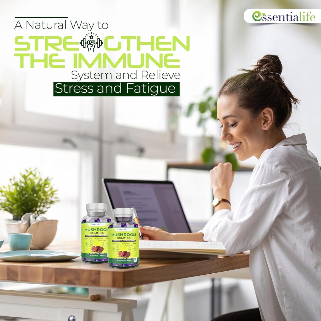 Mushroom Gummies Lions Mane Supplement Mushroom Supplement with Lions Mane, Turkey Tail, Cordyceps, Reishi, Chaga Extract | Brain Health and Immune Support Gummies, 120 Count 6