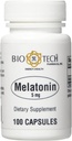 Bio-Tech Pharmacal Melatonin (5 mg), 100 Capsules – All-Natural Supplement – Support Sleep, Cardiovascular, Immune, & Bone Health – No Dairy, Fish, Gluten, Peanut, Shellfish, GMOS, & Soy – No 2