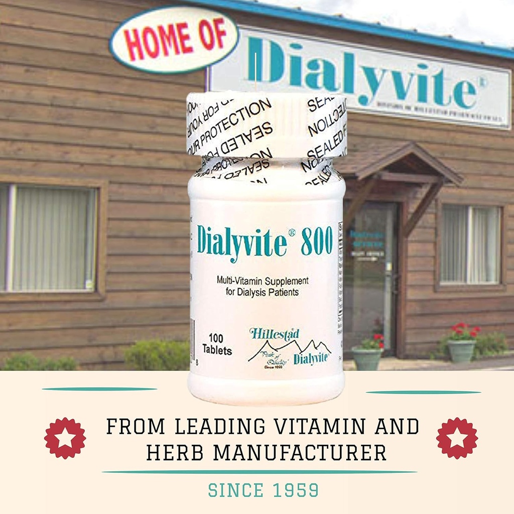 Hillestad Labs Dialyvite 800 Multi-Vitamin Supplement for Dialysis Patients, 100 Tablets, Yellow, Original 5