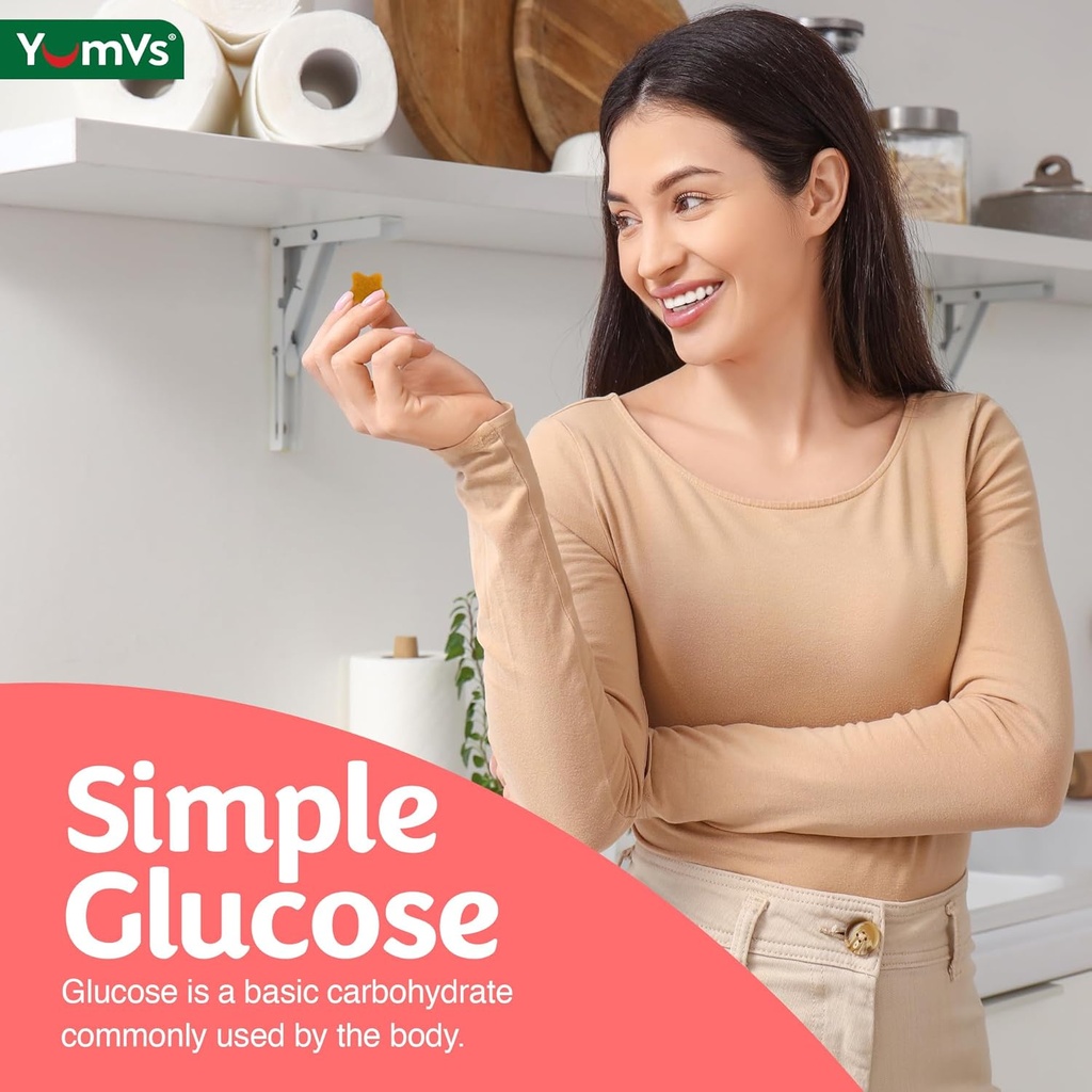 YUM-V'S Glucose Gummies – Fast Acting Glucose Gummy – Great Tasting – Gluten Free, Vegan, Non-GMO – Orange & Berry Natural Flavor – 60 Chewable Gummies for Adults & Kids 6