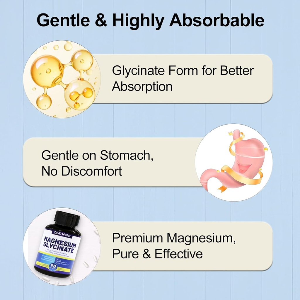 Magnesium Glycinate Capsules 380mg, Magnesium Supplement for Muscle, Heart, Nerve Support, 45 Sevings High Absorption, Non-GMO & Gluten Free - 90 Counts 4