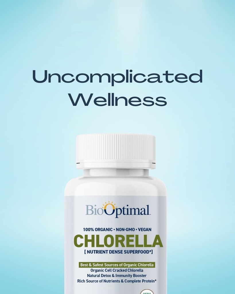 BioOptimal Organic Chlorella Tablets - Organic, Non-GMO, No Additives or Fillers - 500mg Premium Quality Dietary Supplement with Vitamins, Minerals, & Antioxidants (120 Tablets) 3