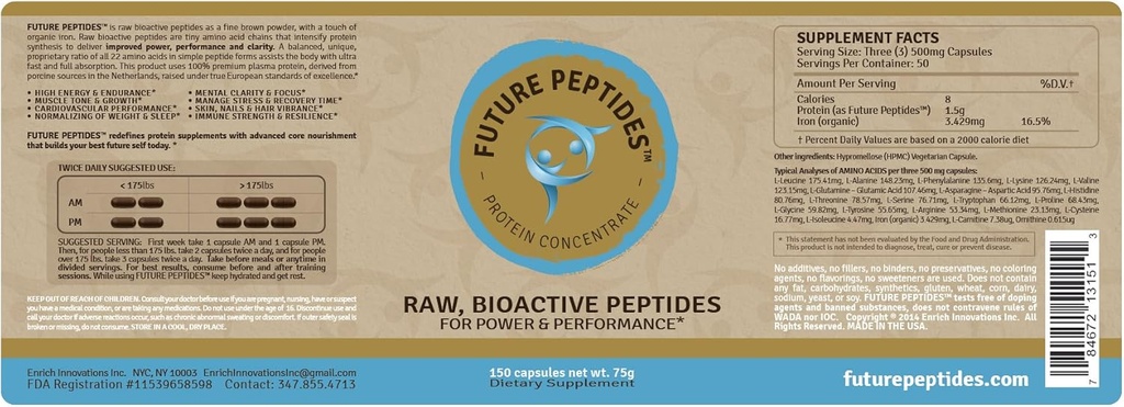 Future Peptides™ Pure Protein: Best Protein Capsules, Amino Acids Raw Food for Pre Workout and Post Workout Supplements. Takes The Place of Whey Protein Powder. Perfect for Crossfit Training. 5