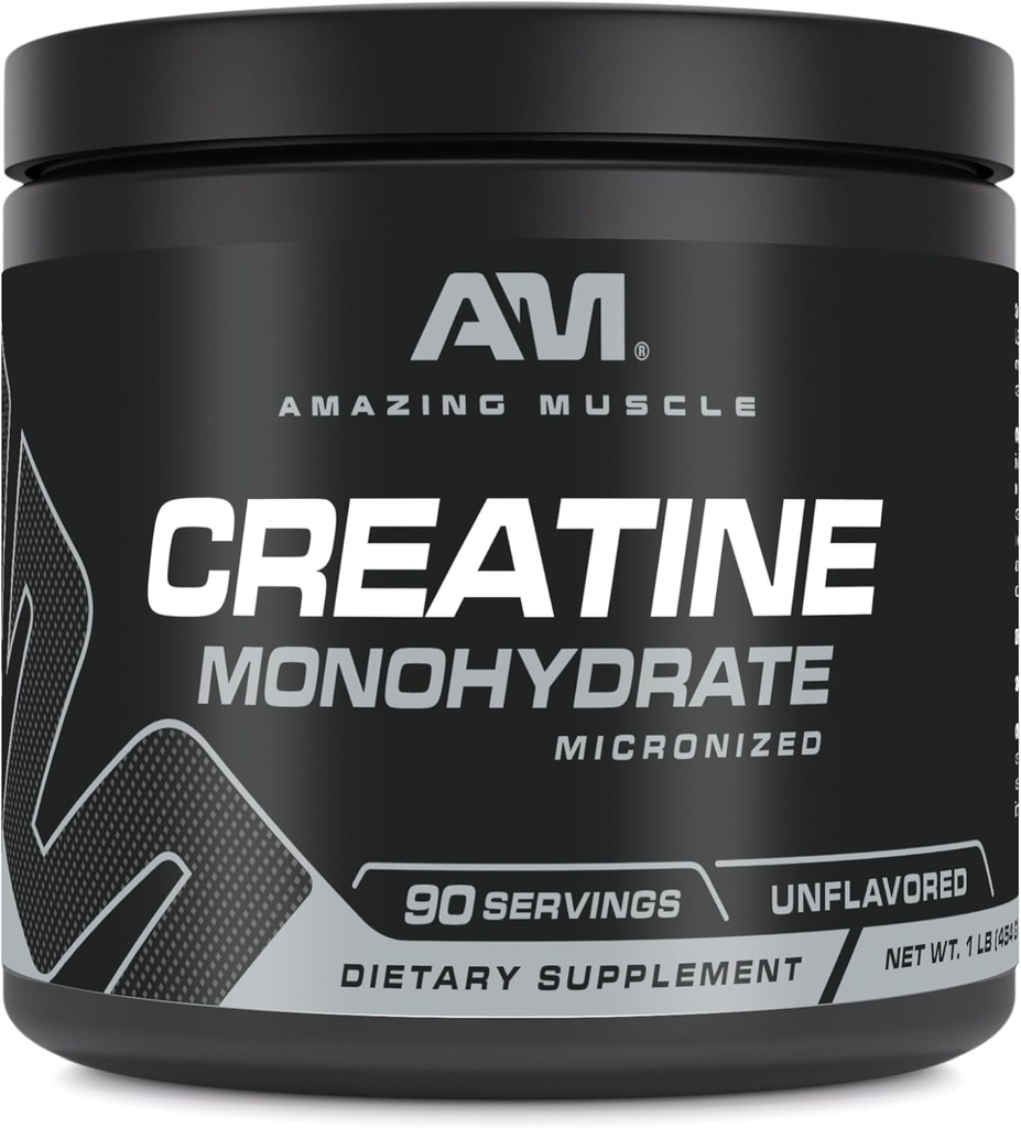 Amazing Muscle Micronized Creatine Monohydrate | 90 Servings | 5000 Mg per Serving | 1 Lb (454 Grams) | Ideal Pre & Post Workout Supplement | Unflavored (1 Pack, 1 Lb | Unflavored) 2