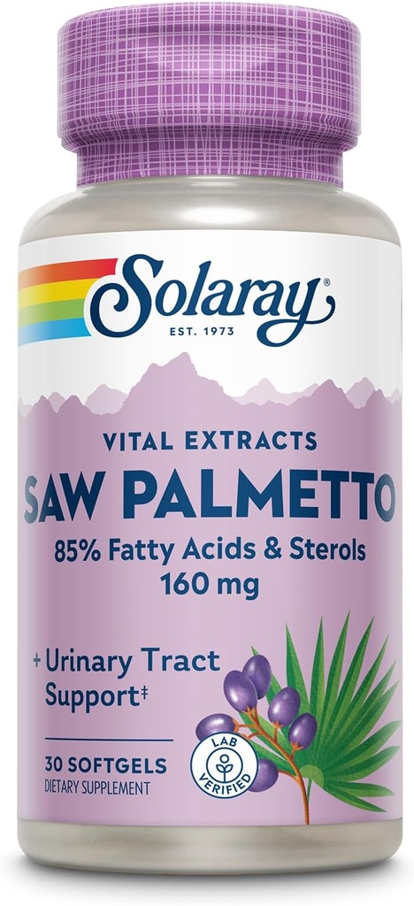SOLARAY Saw Palmetto Extract - Prostate Health and Urinary Tract Support - 136 mg Fatty Acids and Sterols - Lab Verified, 60-Day Money-Back Guarantee (30 Servings, 30 Softgels) 2