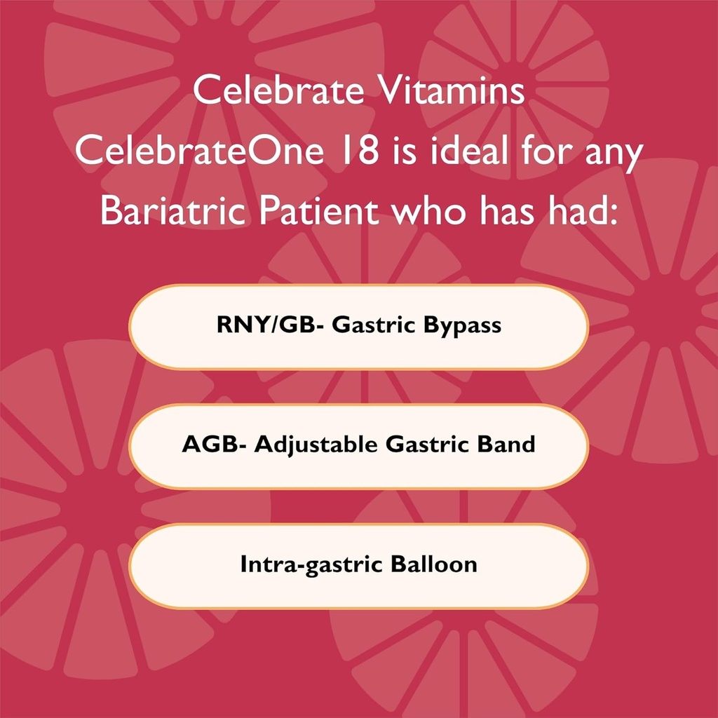 Celebrate Vitamins CelebrateONE 18 Chewables, 18mg Iron - Once Daily Bariatric Multivitamin, Essential Vitamins & Minerals - Gastric Bypass & Sleeve Gastrectomy Supplement - Black Cherry (90 Tablets) 5