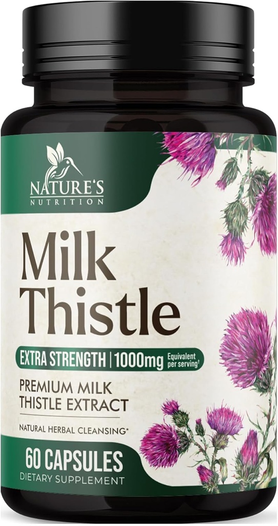 Milk Thistle Extract 1000mg - Liver Cleanse Detox & Repair Formula with Dandelion Extract - Herbal Liver Supplement - Nature's Milk Thistle w/Silymarin Marianum, Supports Liver Health - 60 Capsules 2