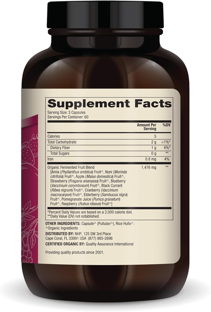 Dr. Mercola Organic Fermented Fruits, 30 Servings (180 Capsules), Dietary Supplement, Supports Immune Health, Non-GMO, Certified USDA Organic 3