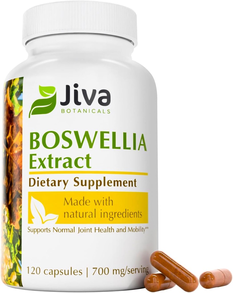 Jiva Botanicals Boswellia Extract Capsules 700mg per Serving - Boswellia Serrata Extract Supplement & Black Pepper - Joint Support Supplement for Normal Joint Health - 120 Capsules (Pack of 1) 2