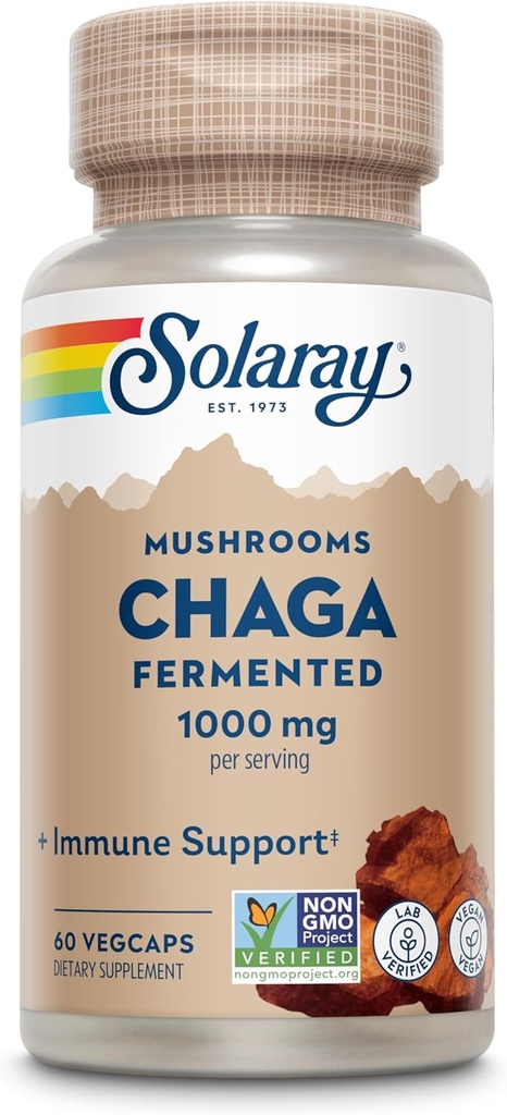 SOLARAY Fermented Chaga Mushroom 1000 mg | Healthy Immune Function Support | 30 Servings | 60 VegCaps 2