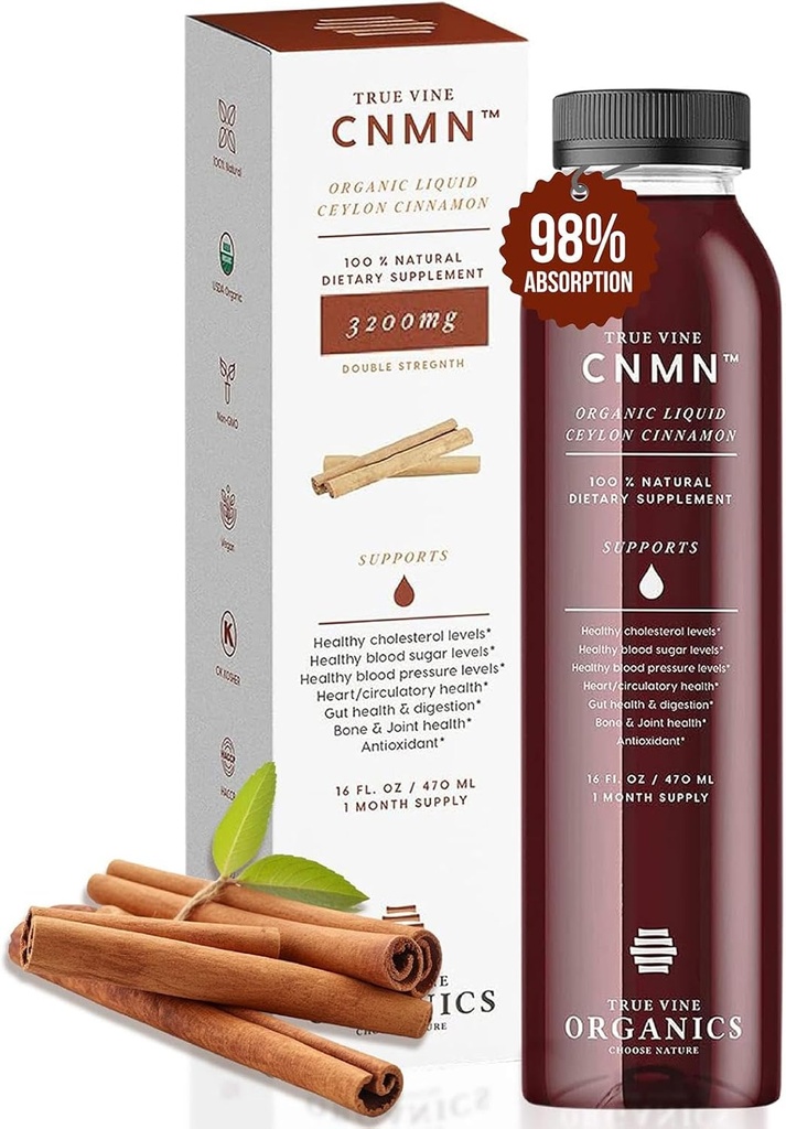 True Vine 3200mg Liquid Ceylon Cinnamon Supplement (Made in USA) for Healthy Heart, Blood Pressure, Sugar, Cholesterol, Gut & Joints — 100% Organic Ceylon Cinnamon to Fight Free Radicals (16 fl oz) 2