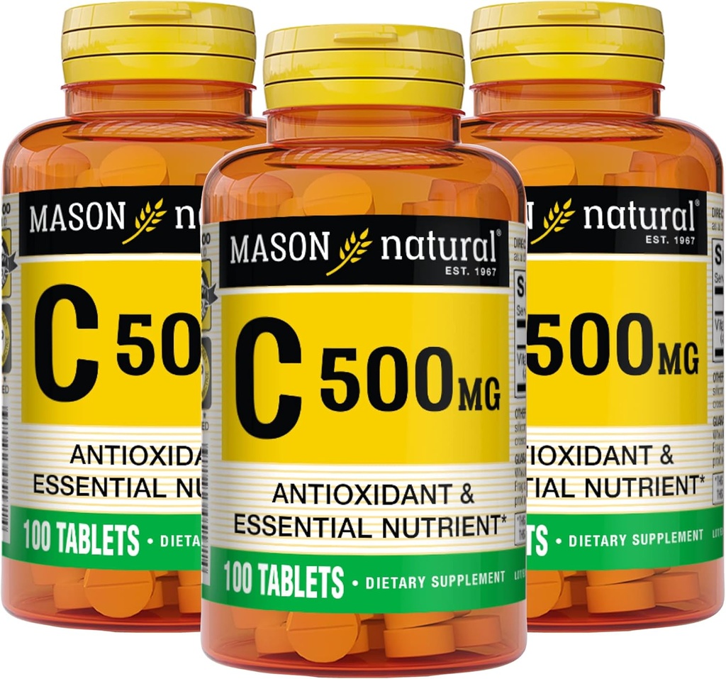MASON NATURAL Vitamin C 500 mg - Supports Healthy Immune System, Antioxidant and Essential Nutrient, 100 Tablets (Pack of 3) 2