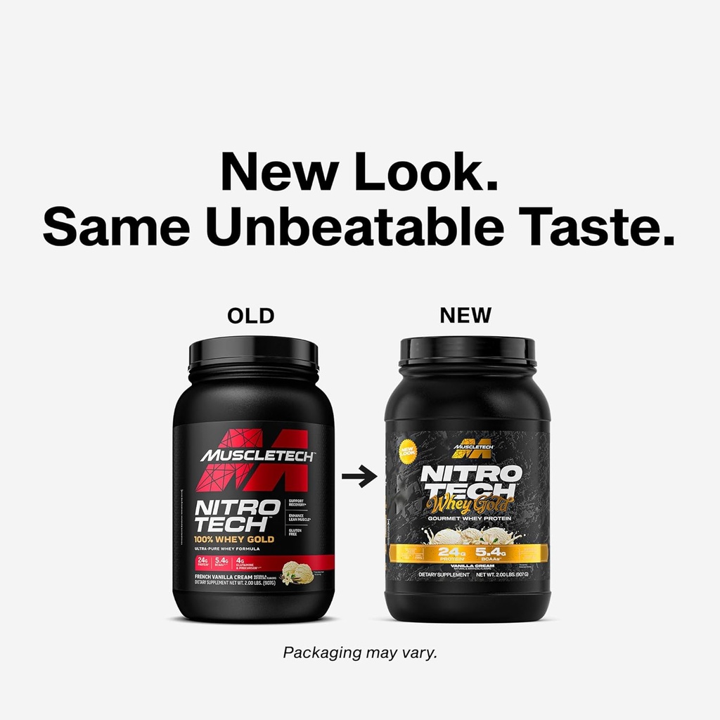 MuscleTech Whey Protein Powder (Vanilla Cream, 2LB) - Nitro-Tech Whey Protein Isolate Smoothie Mix for Lean Muscle & Recovery - 24g of Whey Gold for Women & Men - Packaging May Vary 3