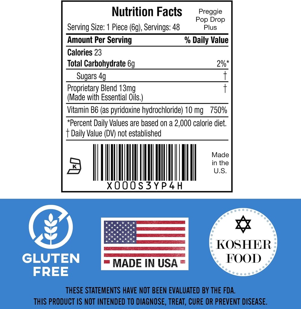 Preggie Pop Drops Plus Fortified with Vitamin B6 - Morning Sickness Relief Fortified with Vitamin B6. Preggie Pops for Relief for Pregnant Women Candy Drops. Sour Raspberry & Sour Lemon 48 Count 4