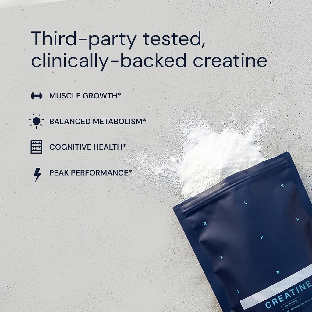 Blueprint Bryan Johnson Creatine Monohydrate Powder – Amino Acid Powder - Suppliment Supports Muscle Growth, Recovery, Strength & Focus – Unflavored Creatine for Women & Men – 5g Dose – 100 Servings 5