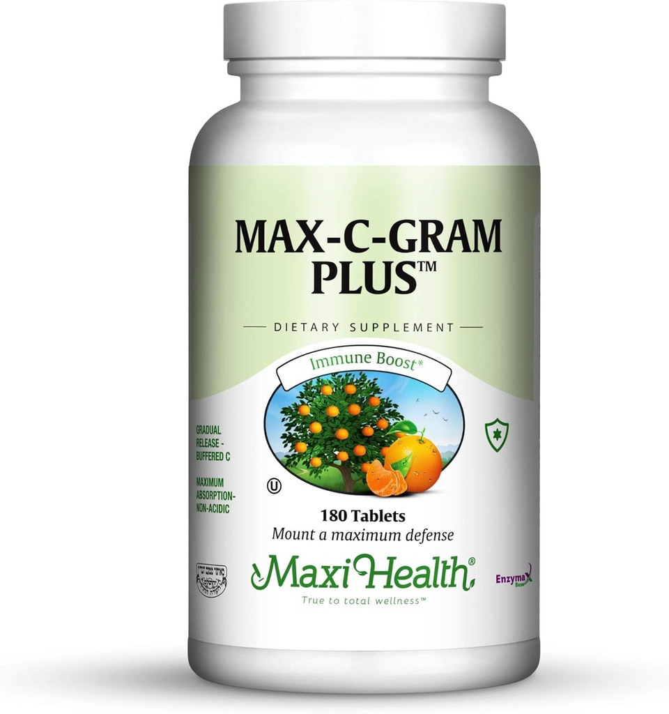 Maxi Health Max C Gram Plus -Gradual Release Buffered Vitamin C Tablets, 180 Count (Pack of 1) 2