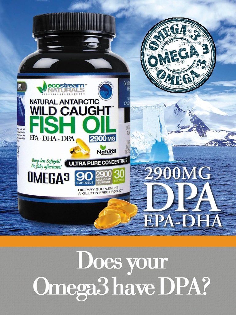 (Pack of 3 Wild Caught Omega 3 2,900 Milligrams. Now with Even More DPA-EPA-DHA 3