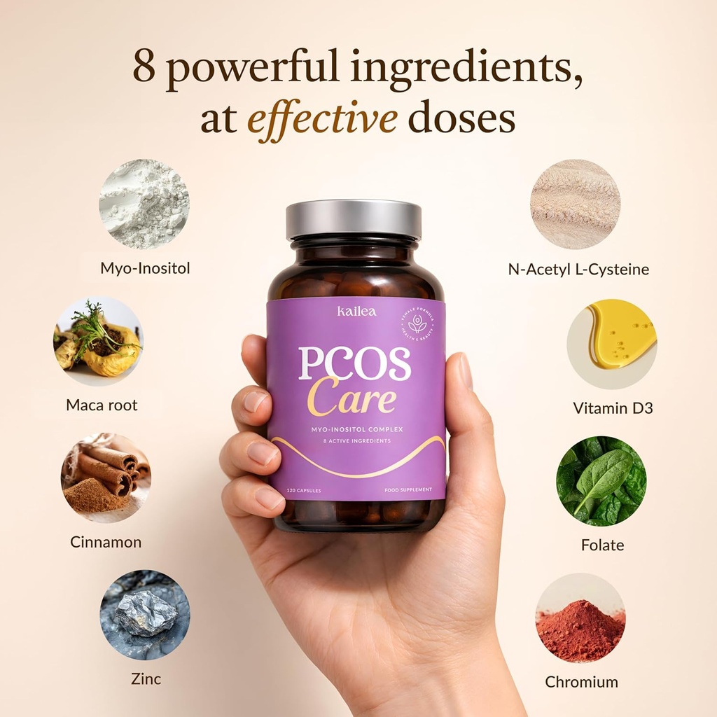 8-in-1 PCOS Support Supplement - 2,000mg Myo Inositol, NAC, Maca Root, Cinnamon, Chromium, Folate, Zinc, Vitamin D3 | Hormone Balance, Ovarian Health & Weight Management Support | 30-Day Supply 4